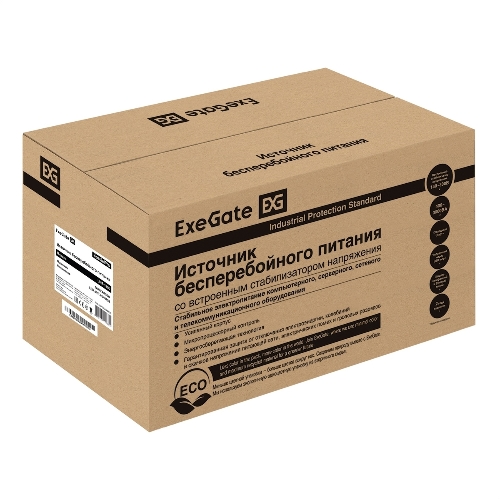Источник бесперебойного питания ExeGate EP285490RUS SpecialPro UNB-1200.LED.AVR.EURO.RJ.USB 1200VA/750W, LED, AVR, 4 евророзетки, RJ45/11, USB, черный