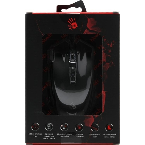 Мышь проводная A4Tech Bloody V9M черный, 4000 dpi, USB, кнопки - 9