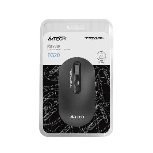 Мышь беспроводная A4Tech Fstyler FG20S серый, 2000 dpi, радиоканал, USB, кнопки - 3