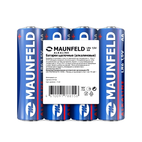 Батарейки Maunfeld Alkaline AA (LR6) MBLR6-SR40, спайка 4 шт, 1.5 В