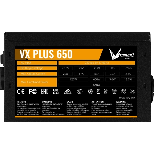 Блок питания Aerocool/Formula VX-650 PLUS, 650Вт, 120мм, черный