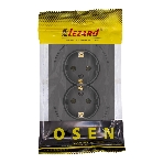 Розетка 2-м LEZARD СП OSEN с заземл. ПБТ, механизм, черный бархат 743-4200-127B