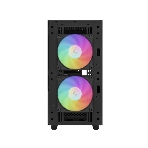 Компьютерный корпус Deepcool CH360 без БП, боковое окно (закаленное стекло), 2x140мм ARGb LED вентилятор спереди и 1x120мм ARGb LED вентилятор сзади, черный, mATX