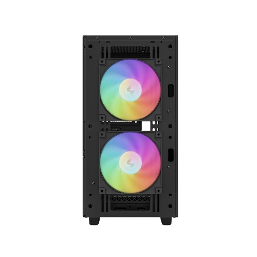 Компьютерный корпус Deepcool CH360 без БП, боковое окно (закаленное стекло), 2x140мм ARGb LED вентилятор спереди и 1x120мм ARGb LED вентилятор сзади, черный, mATX