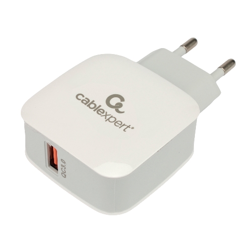 Сетевое зарядное устройство Cablexpert MP3A-PC-40, 18Вт, 3А, быстрая зарядка QC3.0, 1 порт USB, белый, пакет