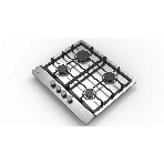 Газовая варочная панель Evelux HEG 633 X Hi-Tech, 60 см, 4 конфорки, чугунные решетки, газ-контроль, электроподжиг, механическое управление, нержавеющая сталь