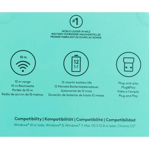 Мышь беспроводная Logitech M171 синий, 1000 dpi, радиоканал, USB, кнопки - 3