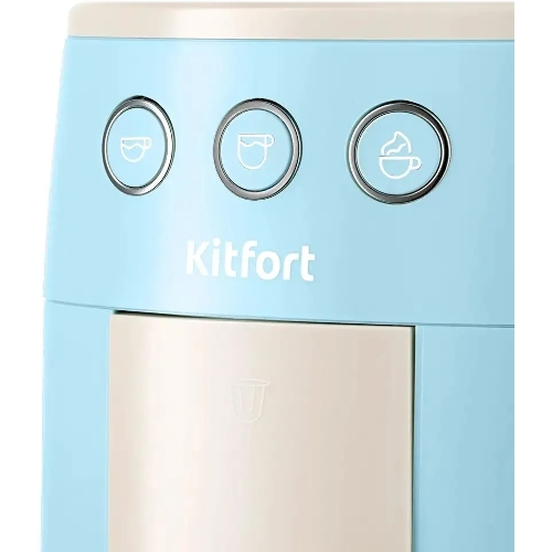 Кофеварка рожковая Kitfort КТ-7466 голубой/белый, исп. кофе - молотый/капсулы, 1.4 л, 1450 Вт, 19 бар