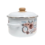 Кастрюля Appetite 1RD201М Roses с крышкой, эмалированная сталь, цилиндрическая 4 л
