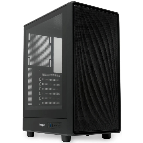 Компьютерный корпус без блока питания HSPD M510, Mesh Mid Tower, черный, TG, 0.5 SPCC, no fans ATX, mATX, mITX 180/280/160мм 1x2.5