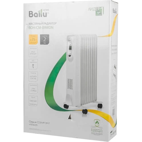 Обогреватель масляный Ballu Comfort BOH/CM-09WDN (9 секций) белый, 2000 Вт, 25 м2, термостат