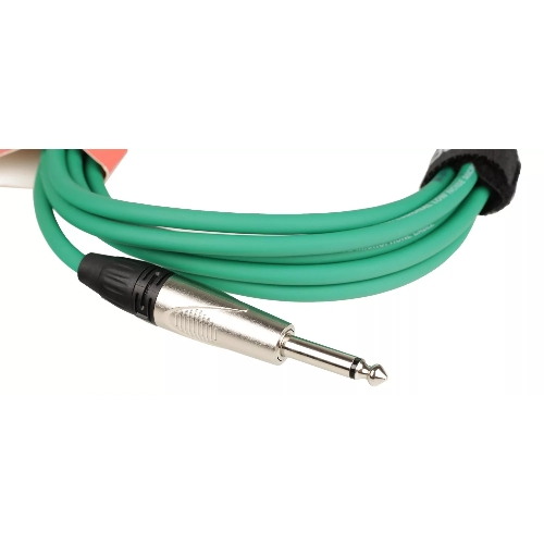 Кабель гитарный FORCE FGC-09/3 GR1/4" TS Jack - 1/4" TS Jack, высококачественный, малошумящий с проводниками из безкислородной меди OFC, диаметр 6 мм, профессиональные металлические разъемы, длина 3 м, цвет зеленый