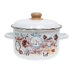 Кастрюля Appetite 1RD201М Roses с крышкой, эмалированная сталь, цилиндрическая 4 л
