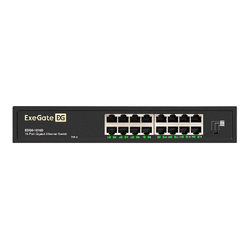 Коммутатор неуправляемый ExeGate EDGS-1016D (16-портовый гигабитный UTP 10/100/1000 Base-T, металлический корпус, с возможностью установки в стойку, с функцией энергосбережения (EEE))