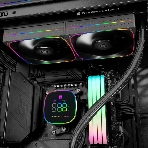 Система жидкостного охлаждения Thermalright Frozen Horizon 240 Digital (240мм, LED temp., Black, ARGB/Fans: 2x120мм, 68.9CFM, 28.2dBA, 2000RPM/Pump height 53.2мм, Rad thickness 27мм/S: 1700, 1200, 1851, 115X, AM5, AM4)