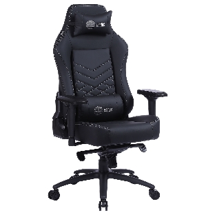 Кресло Cactus CS-CHR-0112BL-M черный, экокожа, 120 кг, подголовник, регулируемые подлокотники, механизм качания