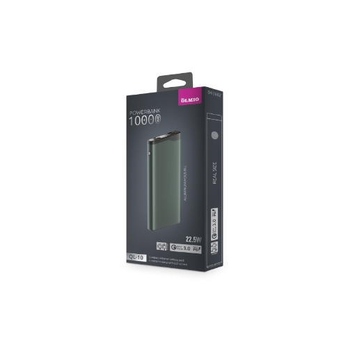 Портативный аккумулятор OLMIO QL-10, 10000mAh, 22.5W, QuickCharge3.0/PowerDelivery, LCD, серый