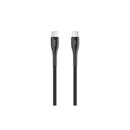 Кабель OLMIO STYLE, Type-C - Type-C, 60W, 1.2м, тканевая оплетка, черный