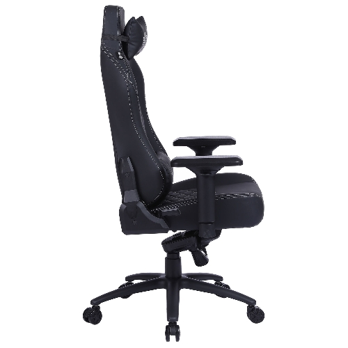 Кресло Cactus CS-CHR-0112BL-M черный, экокожа, 120 кг, подголовник, регулируемые подлокотники, механизм качания