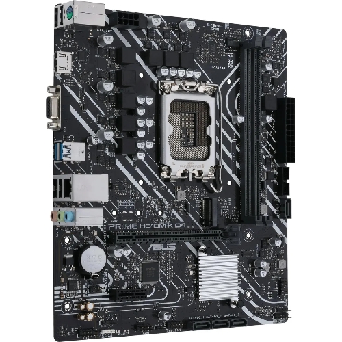 Материнская плата ASUS PRIME H610M-K D4, LGA 1700, Intel H610, 2xDDR4, 4xSATA, 1xM.2, 1xPCIe 4.0 x16, 1xPCI, 1xHDMI, 1xVGA, 1x 1Gb LAN, 2xUSB-A 2.0, 2xUSB-A 3.2 Gen 1, 3x3.5 мм, 7.1, mATX