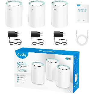 Бесшовный Mesh роутер Cudy M1300 (M1300 3-PACK) AC1200 10/100/1000BASE-TX/Wi-Fi белый (упак.:3шт)