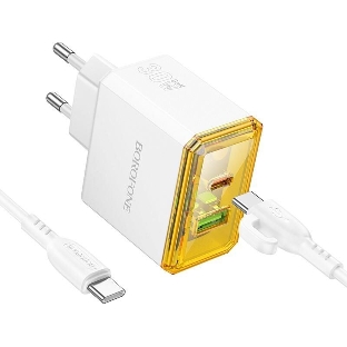 Сетевое зарядное устройство BOROFONE (6941991110696) BAS32A 1USB+1Type-C 3.0A QC3.0 PD 30W, белый