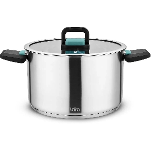 Кастрюля LARA LR02-245 Изумруд 6,4 л, нержавеющая сталь, с крышкой