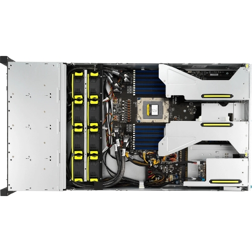 Серверная платформа ASUS RS521A-E12-RS24U, 2U, 1 x SP5 LGA 6096 360W, 24 x DDR5 6400/4800*, 24x 3.5'' NVMe hsb + 2x 2.5'' SATA, 2x M.2 22110, up to 1 PCIe Gen5 x8 LP + 1 OCP3.0, 2 x 1GbE RJ-45 LAN Intel i350-AM2, 1+1 2000W