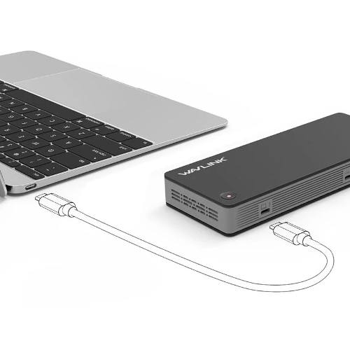 USB-концентратор Docking Station WAVLINK Thunderbolt 3/60W Power Delivery Include 20V/6.5A Power Adapter/4xUSB3.0/1xUSB-C/2xDP 4K 60HZ/2xDP to HDMI 4K 60Hz adapter/1xGigabit LAN/1xCombo Audio Jack