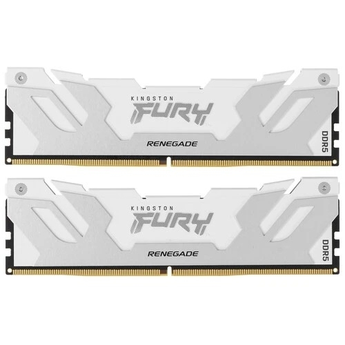 Оперативная память Kingston Fury Renegade, DDR5, 32Gb (2x16GB), 7600MHz, CL38, DIMM, с радиаторами, белый/серебристый