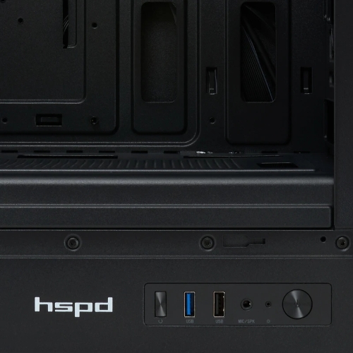 Компьютерный корпус без блока питания HSPD M510, Mesh Mid Tower, черный, TG, 0.5 SPCC, no fans ATX, mATX, mITX 180/280/160мм 1x2.5