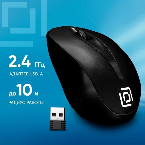 Мышь беспроводная Oklick 675MW черный, 800 dpi, радиоканал, USB, кнопки - 3