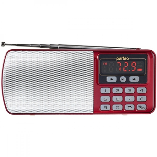 Радиоприемник цифровой Perfeo ЕГЕРЬ FM+ 70-108МГц/ MP3/ питание USB или BL5C/ красный(i120-RED)	