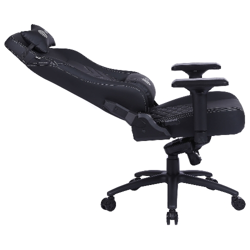 Кресло Cactus CS-CHR-0112BL-M черный, экокожа, 120 кг, подголовник, регулируемые подлокотники, механизм качания