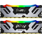 Оперативная память Kingston Fury Renegade, DDR5, 96Gb (2x48Gb), 6400MHz, CL32, DIMM, с радиатором, RGb, серебристый