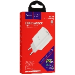 Блок питания (сетевой адаптер) HOCO C80A Rapido PD+QC3.0, 20W два порта (1хUSB-A, 1хType-C), белый