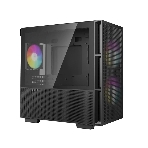 Компьютерный корпус Deepcool CH360 без БП, боковое окно (закаленное стекло), 2x140мм ARGb LED вентилятор спереди и 1x120мм ARGb LED вентилятор сзади, черный, mATX