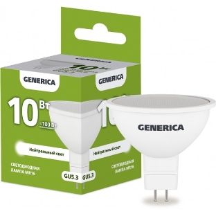 Лампа cветодиодная LED MR16 IEK LL-MR16-10-230-40-GU5-G софит 10Вт 230В 4000К GU5.3 GENERICA