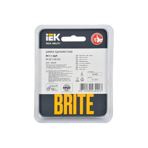 Рамка 1-местная IEK BRITE РУ-1-1-БрЧ (BR-M12-M-K02) металл черный