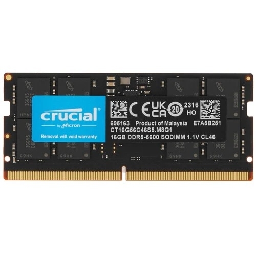 Оперативная память Crucial DDR5, 16GB (1x16 GB), 5600 MHz, CL46, SO-DIMM
