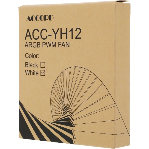 Вентилятор для корпуса Accord ACC-YH12 ARGb 120х120x25 белый 4-pin 27дБ (ACC-YH12 ARGb белый) brown box