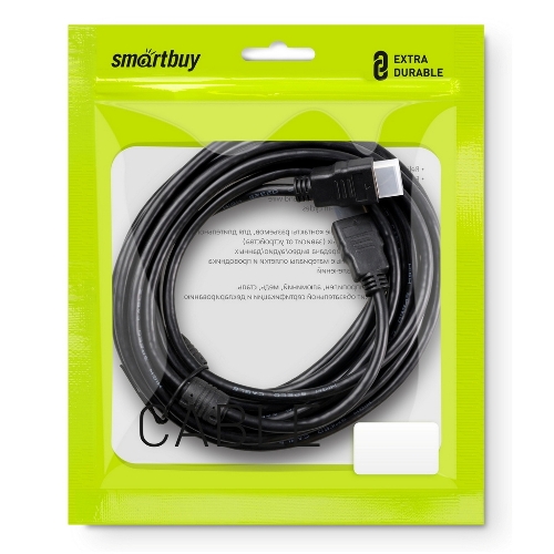 Кабель Smartbuy HDMI to HDMI ver.1.4b A-M/A-M, 2 фильтра, 5,0 m., в пакете (K-352-50)