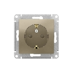 Механизм розетки 1-м СП AtlasDesign с заземл. защ. шторки 16А шампань SchE ATN000545
