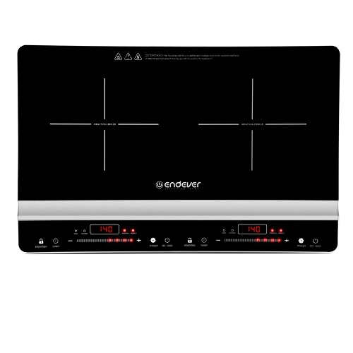 Плитка электрическая индукционного типа с двумя конфорками Endever Skyline IP-66, черный, мощность 1800 Вт+1300 Вт, диаметр посуды 12-26 см, 2 шт/уп