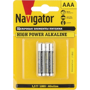 Элемент питания алкалиновый Navigator NBT-NE-LR03-BP2 (блист.2шт)