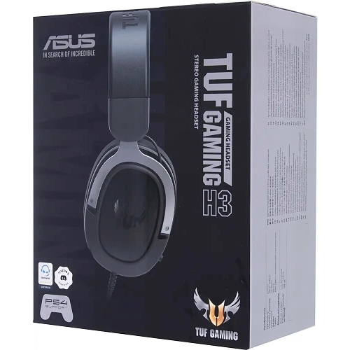 Гарнитура ASUS TUF Gaming H3 чёрный/серый, проводная, mini jack 3.5 мм, регулятор громкости, отключаемый микрофон