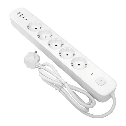Удлинитель EKF UBA-LUX-503-TC 5х3 м IP20 2USB 2.4А+2type-C LUX 1.5 кв.мм