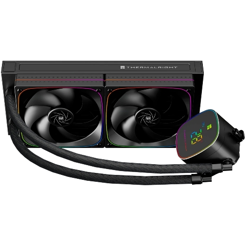 Система жидкостного охлаждения Thermalright Frozen Horizon 240 Digital (240мм, LED temp., Black, ARGB/Fans: 2x120мм, 68.9CFM, 28.2dBA, 2000RPM/Pump height 53.2мм, Rad thickness 27мм/S: 1700, 1200, 1851, 115X, AM5, AM4)