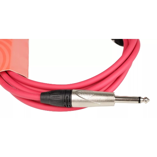 Кабель гитарный FORCE FGC-09/3 RD1/4" TS Jack - 1/4" TS Jack, высококачественный, малошумящий с проводниками из безкислородной меди OFC, диаметр 6 мм, профессиональные металлические разъемы, длина 3 м, цвет красный