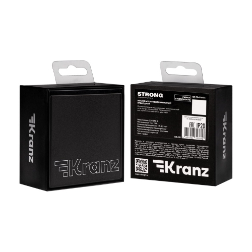 Выключатель Kranz STRONG 1 кл проходной (переключатель) 10А с/у графит